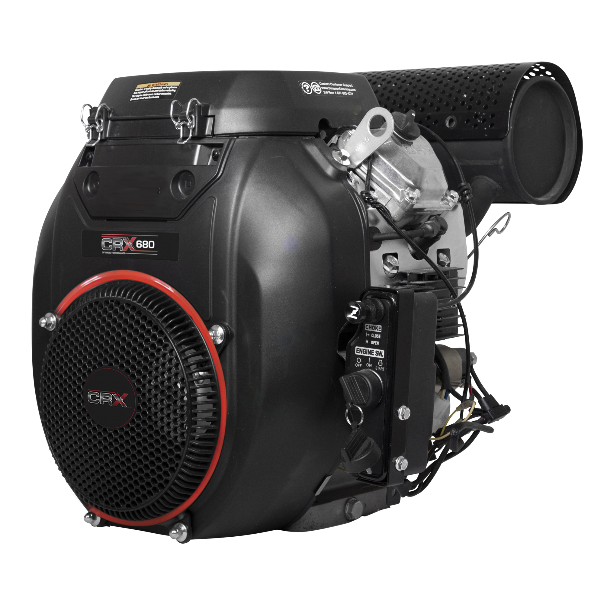 CRX680 Horizontal-Shaft V-Twin Gas Engine: 679cc, 1 1/8in. Shaft, Electric/Key Start